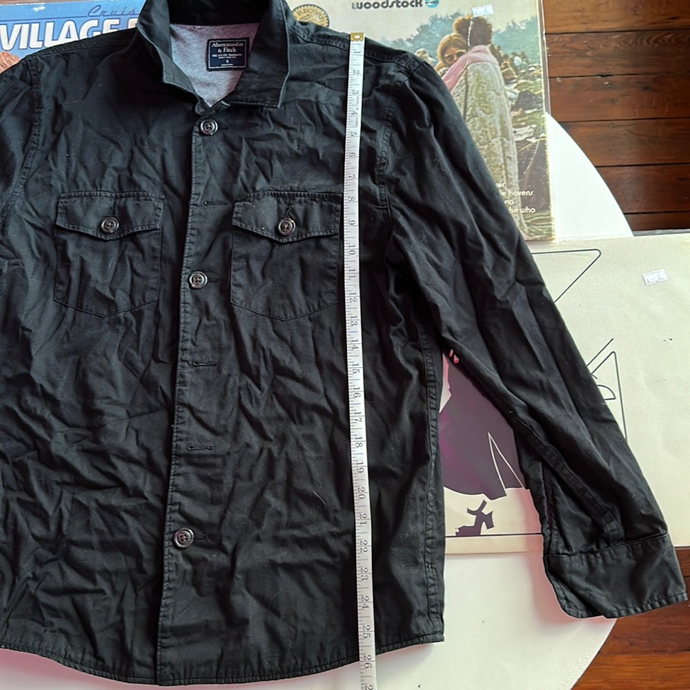 Black shirt jacket with grey lining